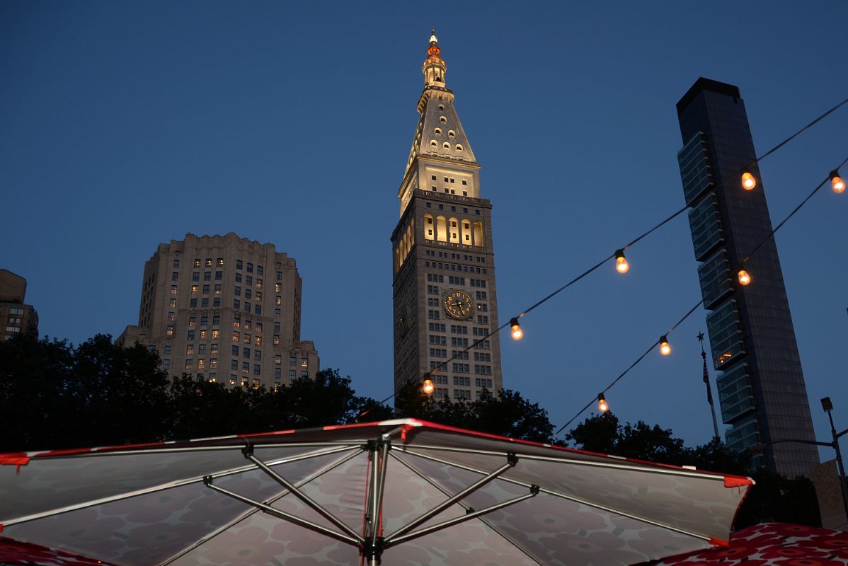 11-01 11 Madison, The Met Life Tower and One Madison After Sunset New York Madison Square Park